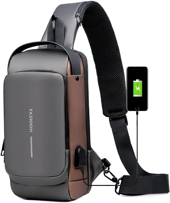 Mochila de Ombro Masculina Antirroubo com USB