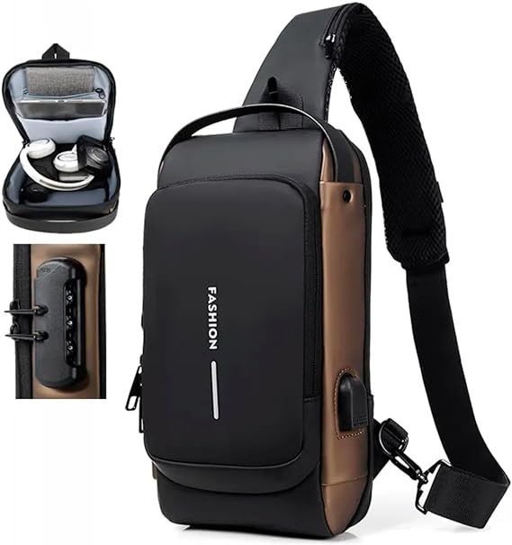 Mochila de Ombro Masculina Antirroubo com USB