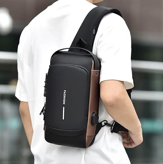 Mochila de Ombro Masculina Antirroubo com USB