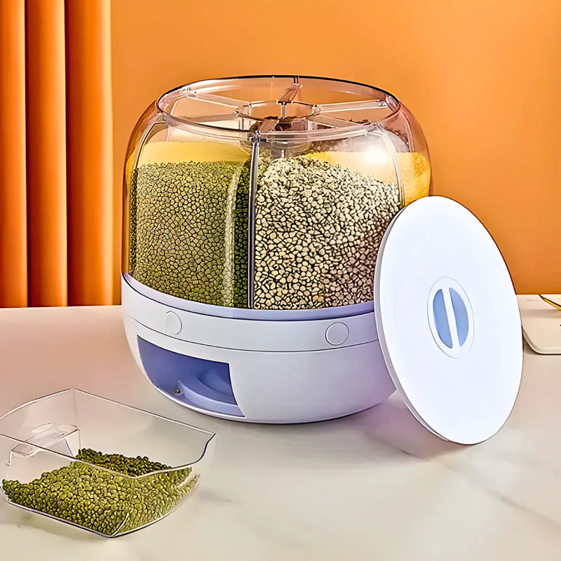 Dispenser Giratório 6 Divisões para  Alimentos e Grãos