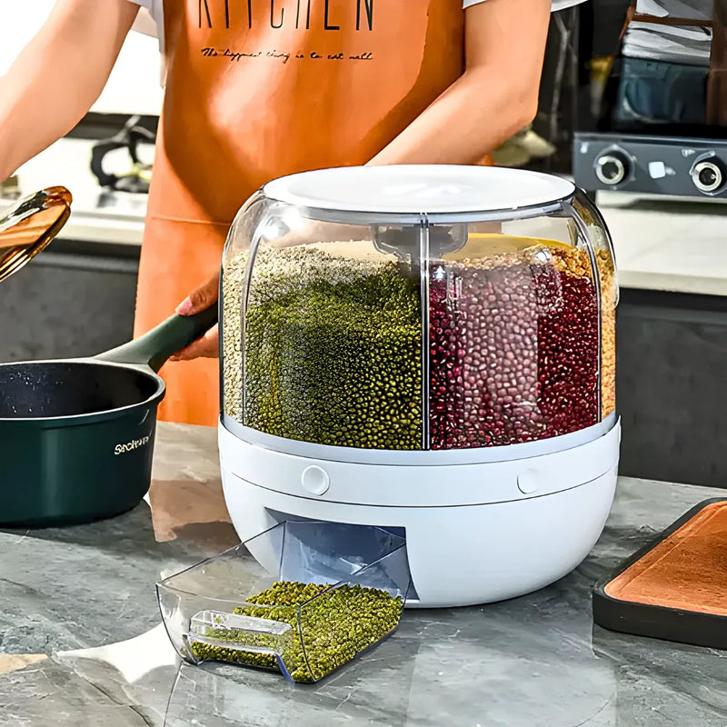 Dispenser Giratório 6 Divisões para  Alimentos e Grãos