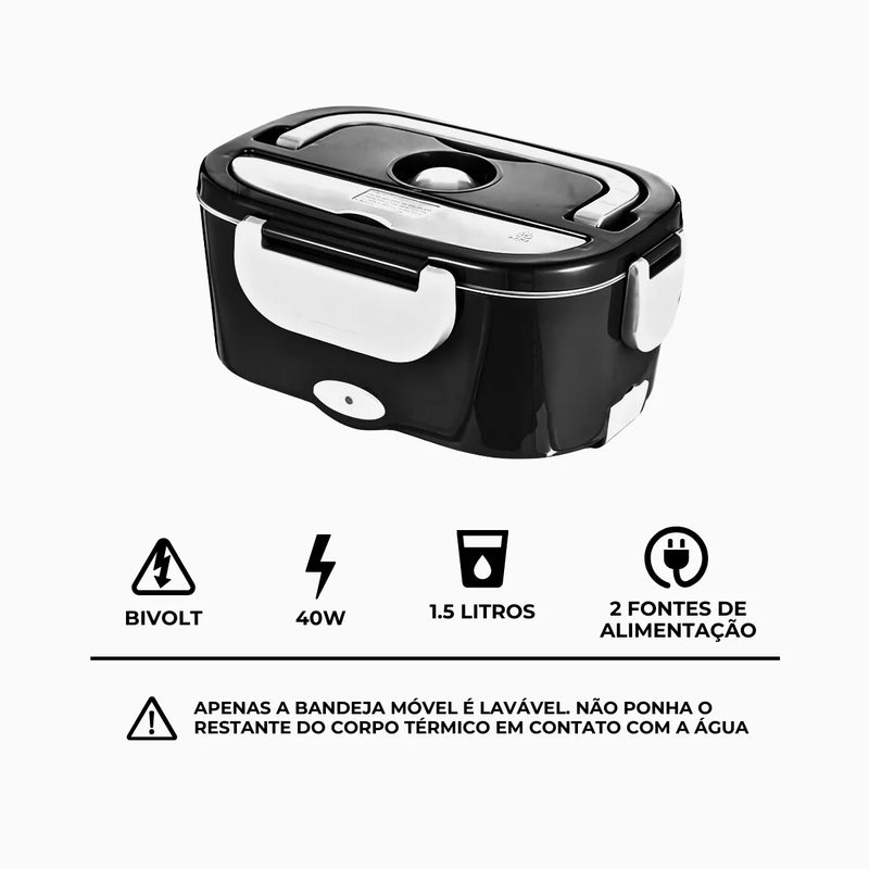 Marmita Elétrica Portátil Bivolt - Preto