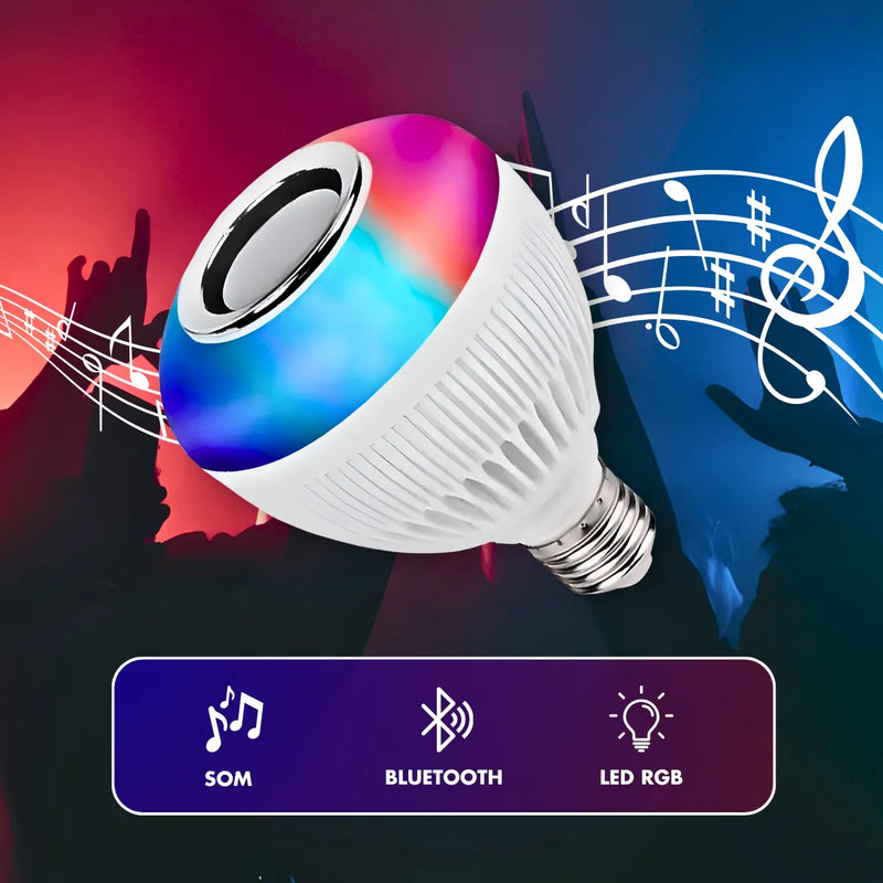 Lâmpada Musical LED RGB com Bluetooth e Controle