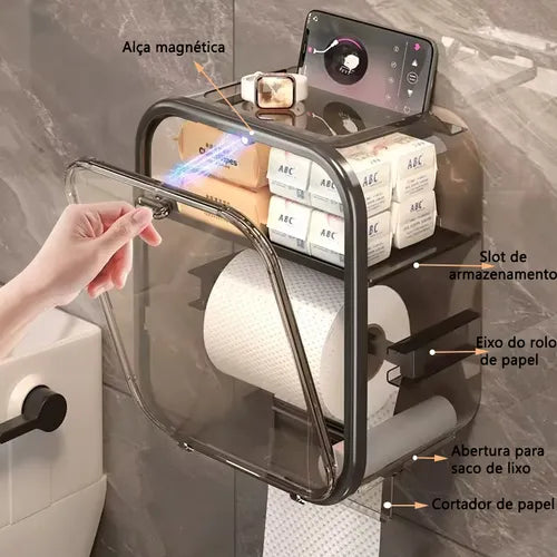 Porta Papel Higiênico com Fixação Sem Furo