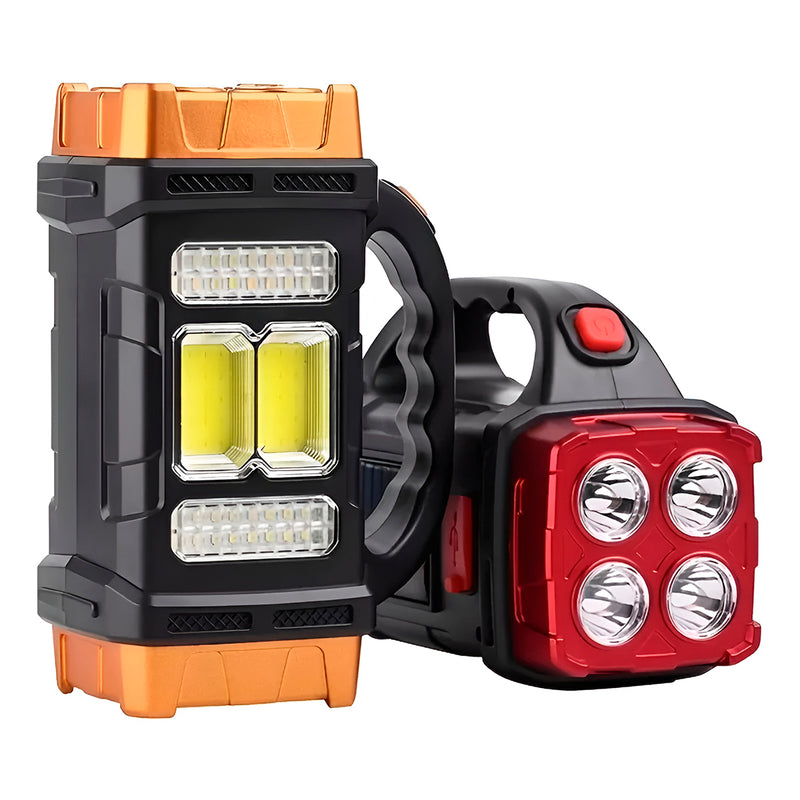 Lanterna LED Recarregável Solar e USB – Holofote Portátil