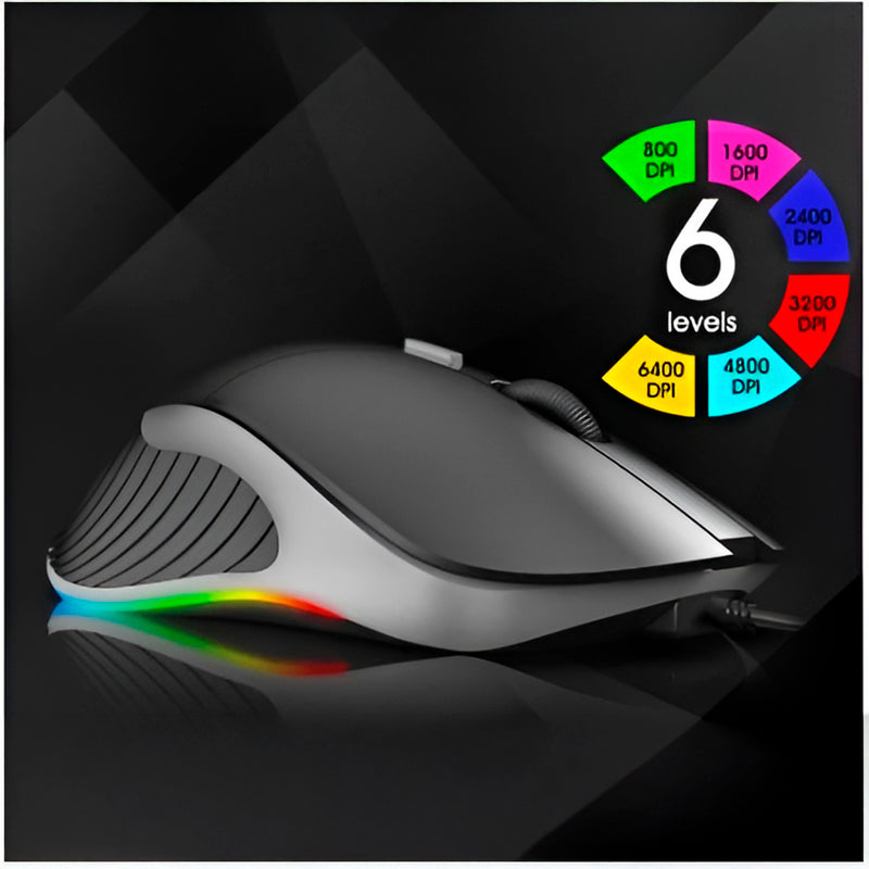 Mouse Óptico Gamer Retro Iluminado Com Fio Usb RGB