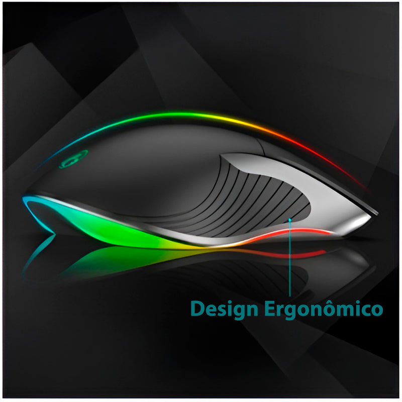 Mouse Óptico Gamer Retro Iluminado Com Fio Usb RGB