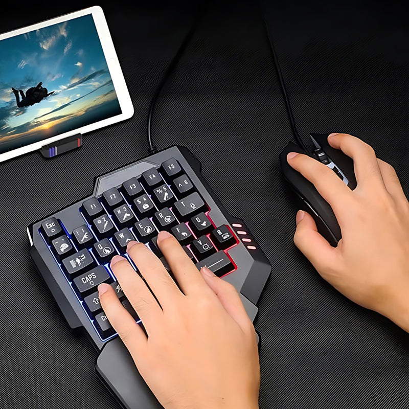 Teclado Gamer RGB Uma Mão Semi Mecânico USB p/ Jogos