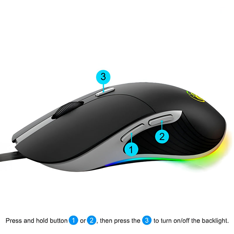 Mouse Óptico Gamer Retro Iluminado Com Fio Usb RGB