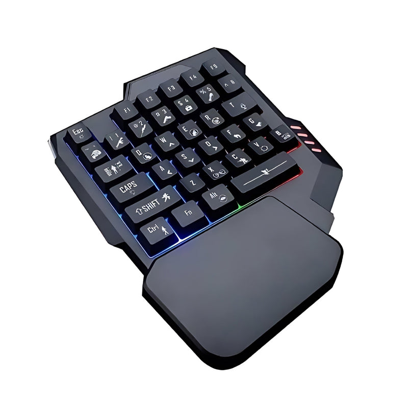 Teclado Gamer RGB Uma Mão Semi Mecânico USB p/ Jogos