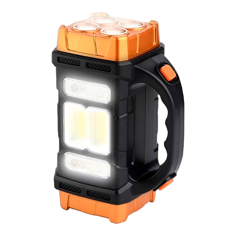 Lanterna LED Recarregável Solar e USB – Holofote Portátil