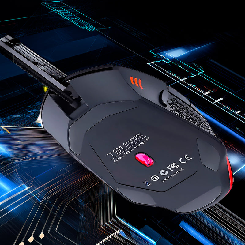 Mouse Óptico Gamer Com Fio Usb LED 8 Botões 7200 Dpi