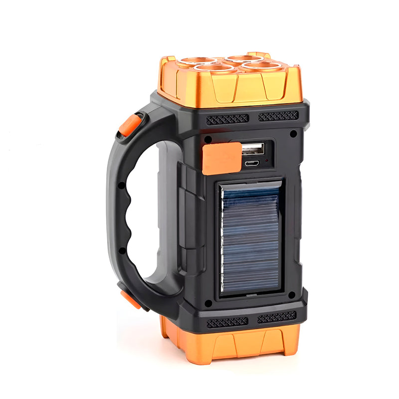Lanterna LED Recarregável Solar e USB – Holofote Portátil
