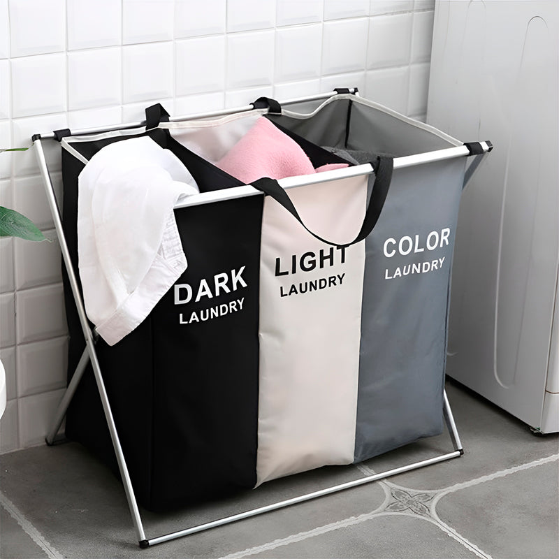 Cesto de Roupa Triplo Organizador 3 Seções