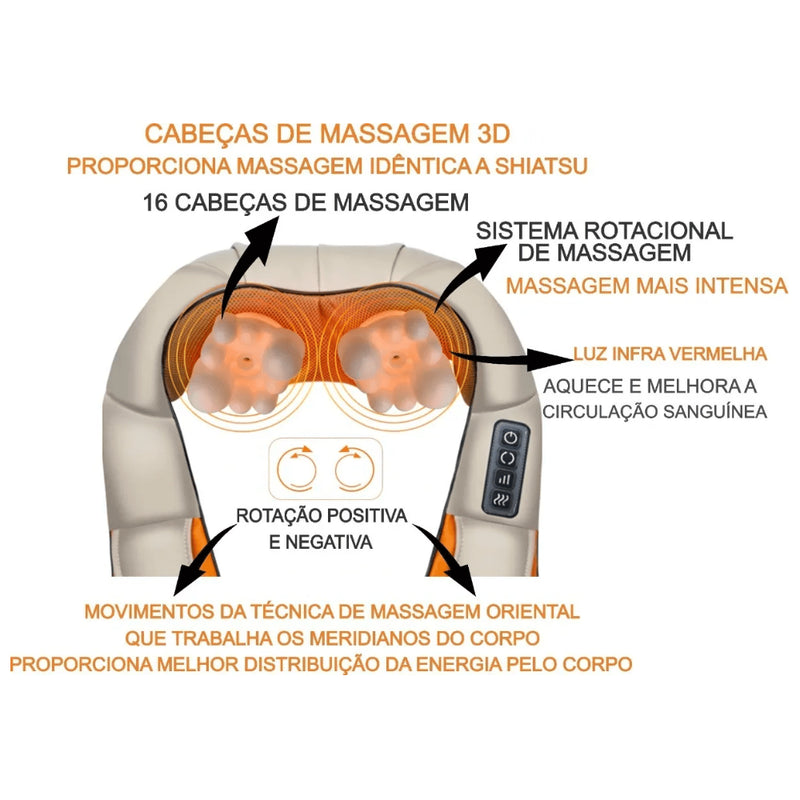 Aparelho Colete Massageador Pescoço Shiatsu
