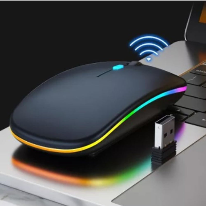 Mouse Sem Fio Recarregável RGB com Iluminação LED e DPI Ajustável