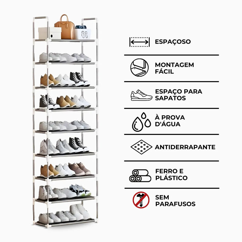 Guarda-Roupa Dobrável de Tecido com Cabideiro e Prateleiras