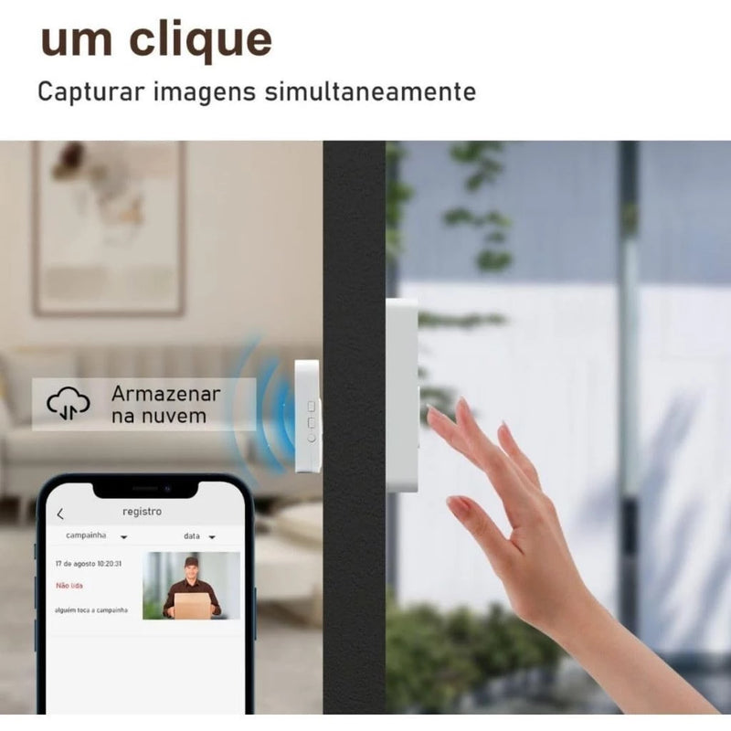 Campainha com Câmera HD 24h – Wi-Fi Visão Noturna
