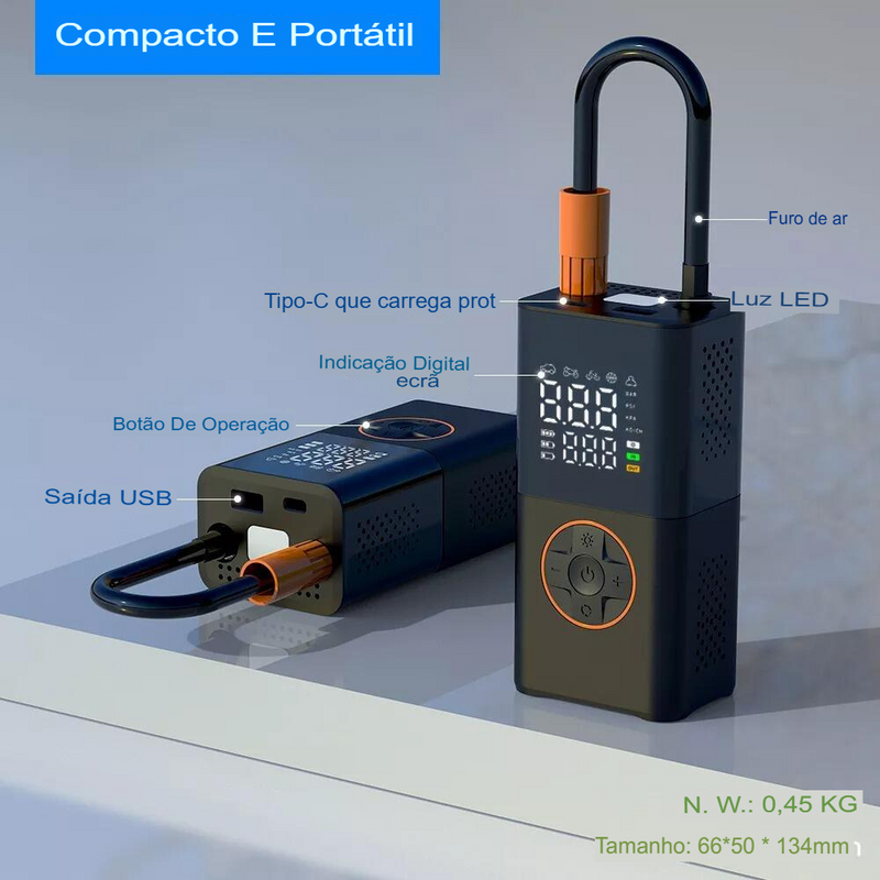 Bomba de Ar Recarregável Portátil USB