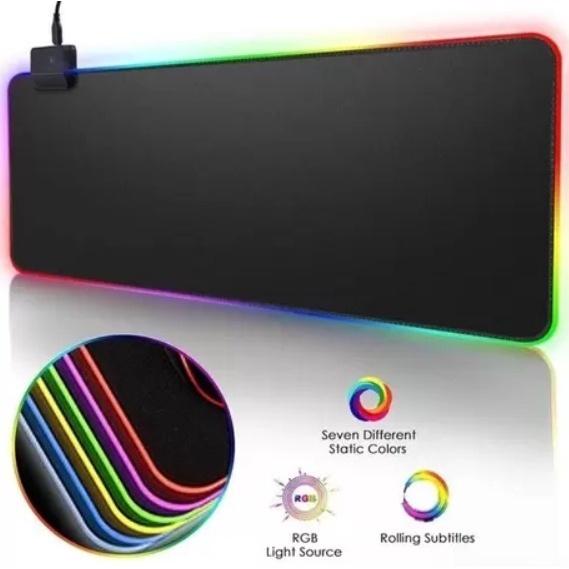 Mouse Pad Gamer LED RGB - Grande Antiderrapante e USB