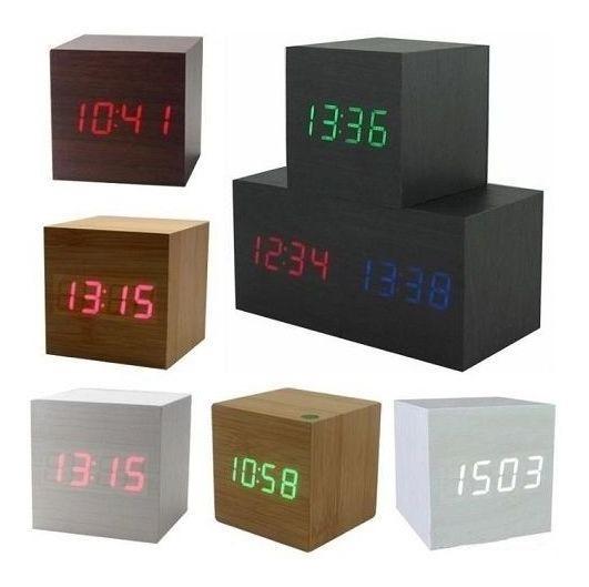 Relógio Despertador Digital Cubo LED com Sound Control
