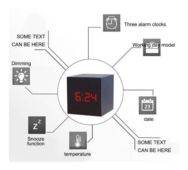 Relógio Despertador Digital Cubo LED com Sound Control