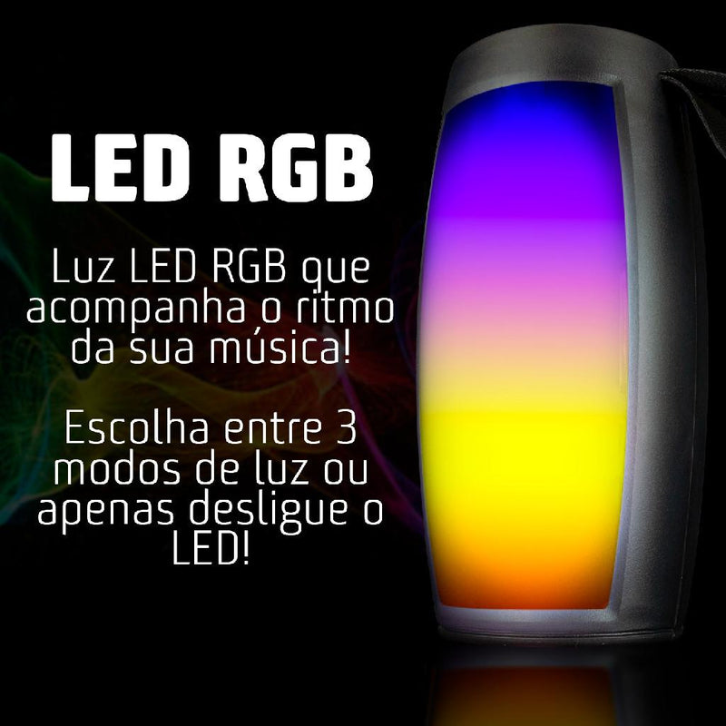 Caixinha de Som Portátil Bass Amplificado Bluetooth LED RGB