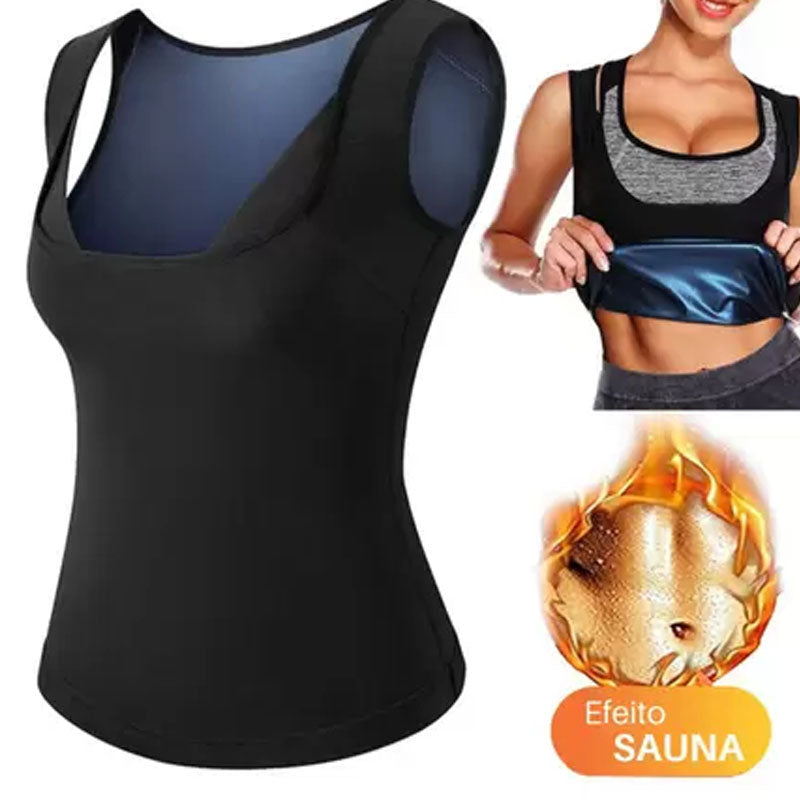 Colete Redutor de Medidas Feminino | Camiseta Regata Modeladora Preta