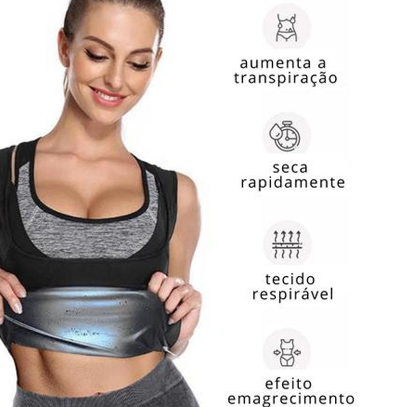 Colete Redutor de Medidas Feminino | Camiseta Regata Modeladora Preta