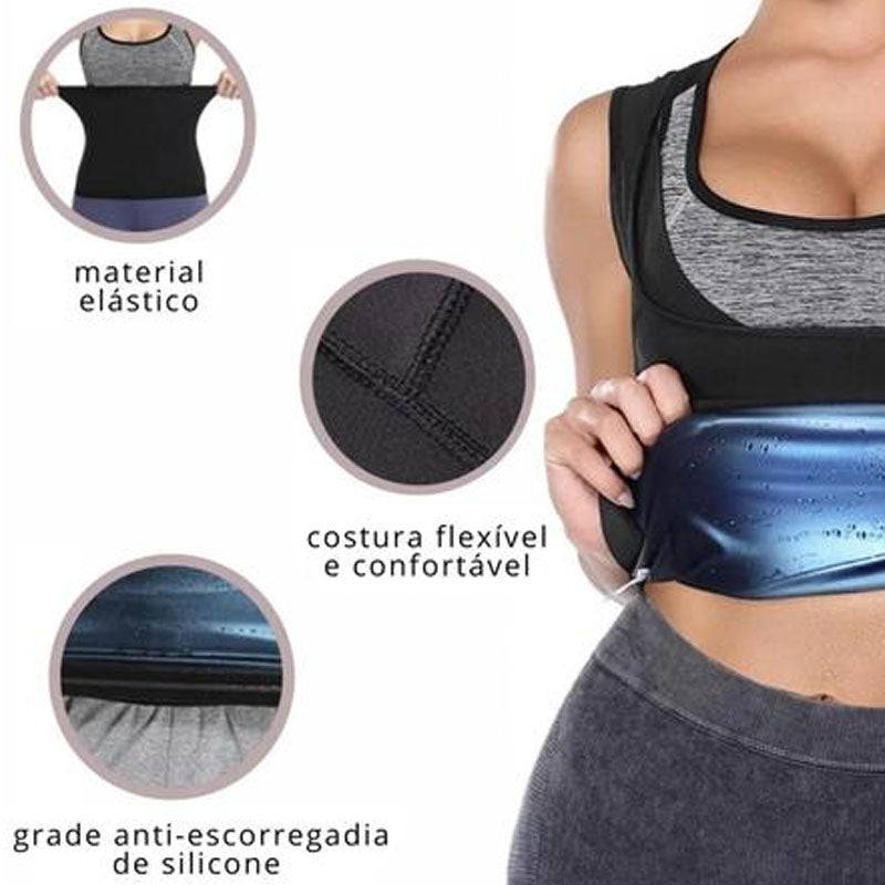 Colete Redutor de Medidas Feminino | Camiseta Regata Modeladora Preta