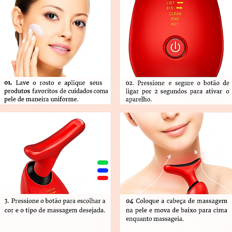 Aparelho Tratamento Massageador Facial Led Lift Fototerapia