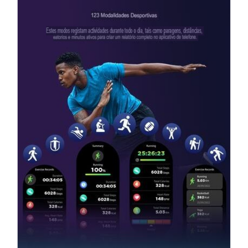 Smartwatch Peje ZW13 – Tela AMOLED Pulseira Extra