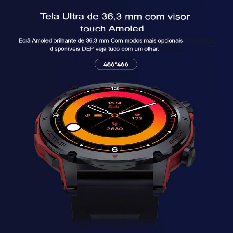 Smartwatch Peje ZW13 – Tela AMOLED Pulseira Extra