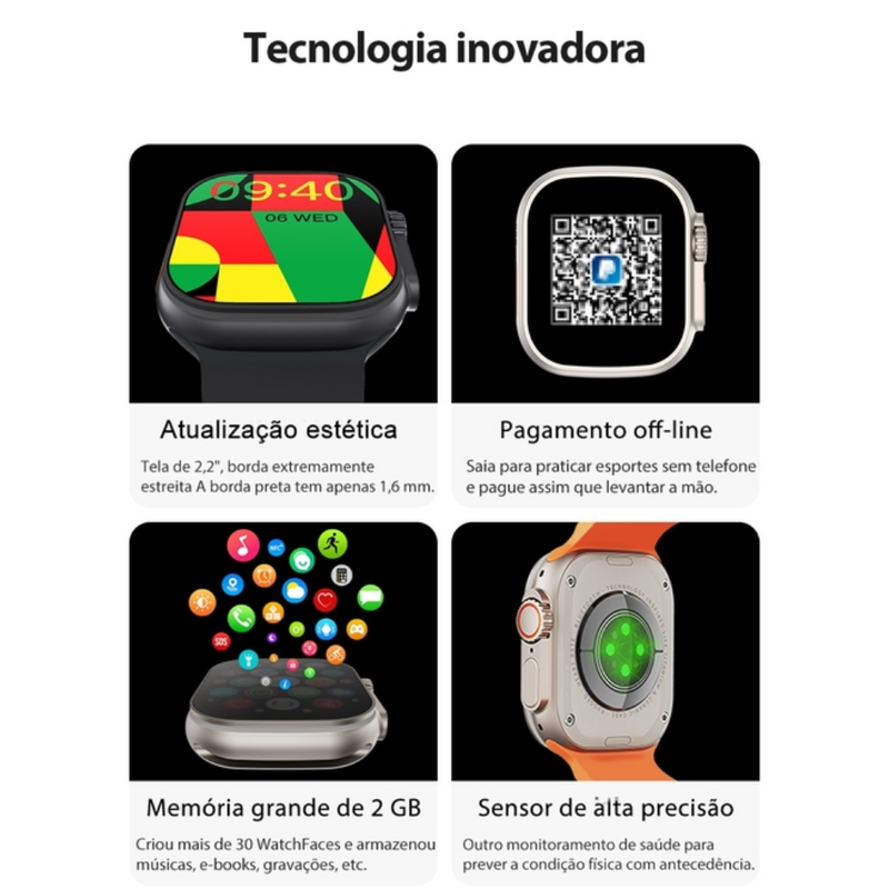 Smartwatch W69 Ultra 49mm com Memória 1GB