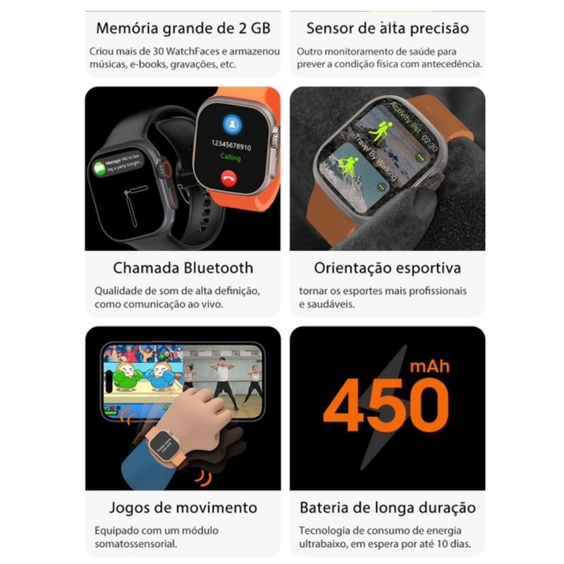 Smartwatch W69 Ultra 49mm com Memória 1GB