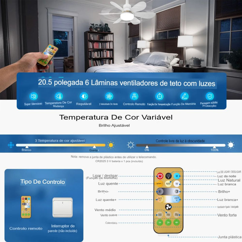 Ventilador de Teto Super Silencioso